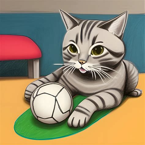 Dibujo A Lapiz De Gato Jugando Con Una Pelota Pencil Sketch Arthub Ai