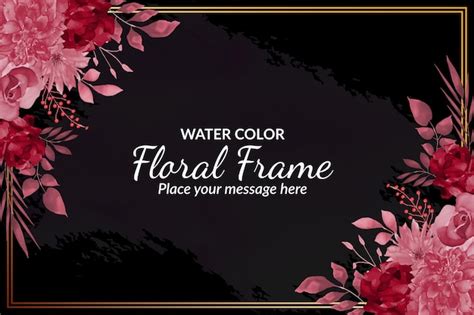 Fondo De Marco Floral En Acuarela Con Rosas Rojas Y Rosas Vector