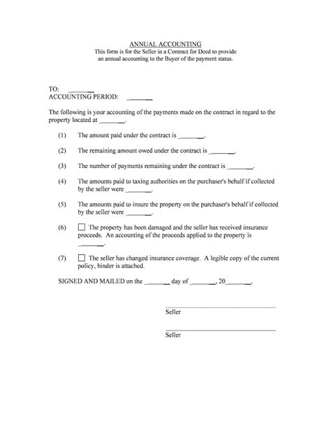 Fillable Online Minnesota Contract For Deed Seller S Annual Form Fill