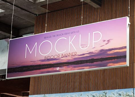 Free Indoor Advertising Hanging Banner Mockup PSD - Good Mockups