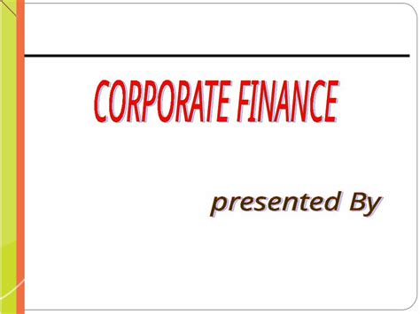 Finance Pour Non Financiers Ppt