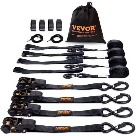 أحزمة ربط VEVOR Ratchet 4PK قوة تحمل قصوى 2200 رطل مدونة VEVOR