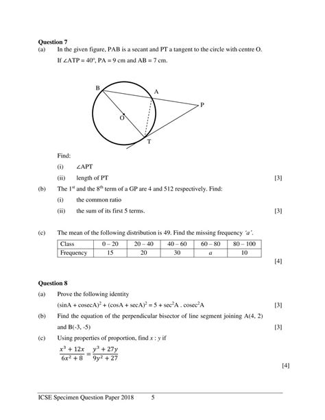 Icse Class 10 Sample Paper 2020 Mathematics Aglasem Schools