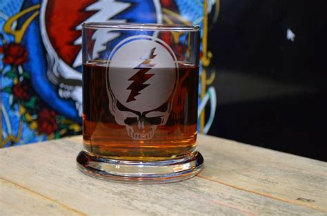 Etched Glassware Grateful Dead Skull Whiskey Drinking Glass Ebay