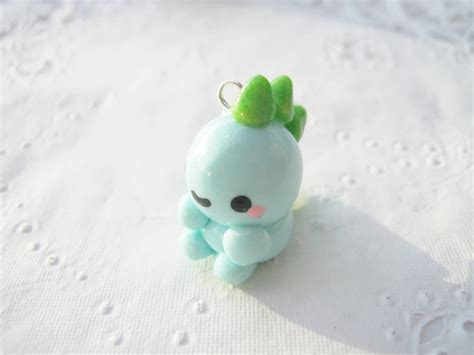 Items Similar To Cute Baby Mint Dino Clay Charm Handmade Polymer Clay