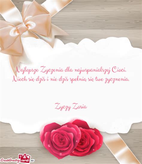 Najlepsze Życzenia dla najwspanialszej Cioci Free cards