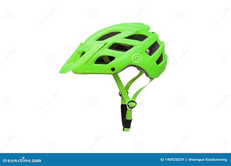 Mountain Bike Helmet in Green Color Stock Image - Image of sport, bicycle: 140925029