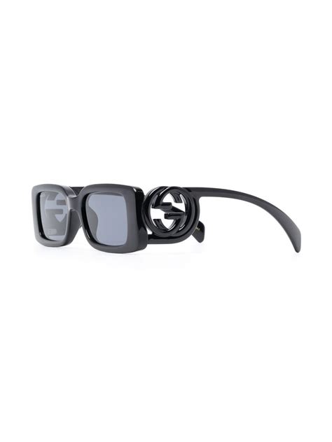 Gucci Eyewear Interlocking G Rectangle Frame Sunglasses Black Farfetch