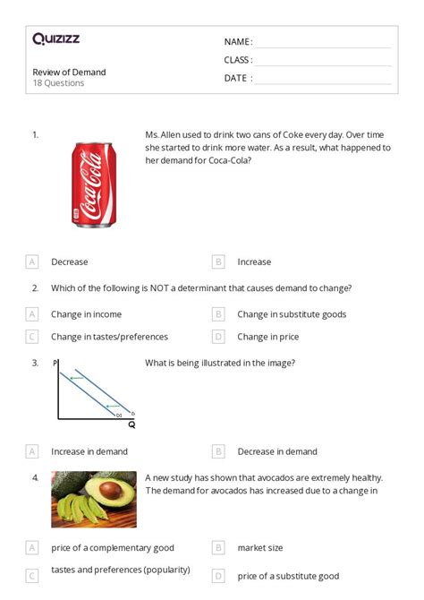 Demand And Price Elasticity Worksheets For Th Grade On Quizizz