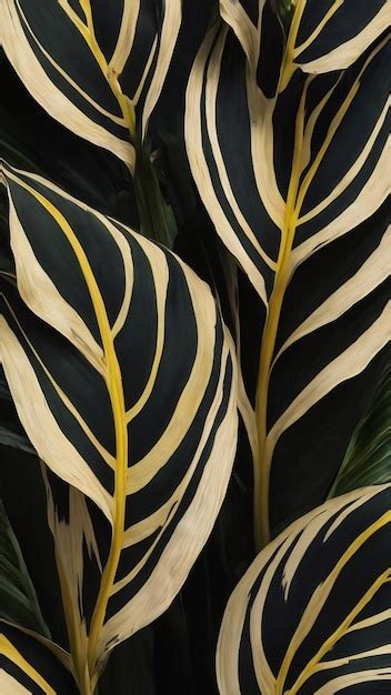 Fondo con patrón de calathea lutea negro Foto Premium