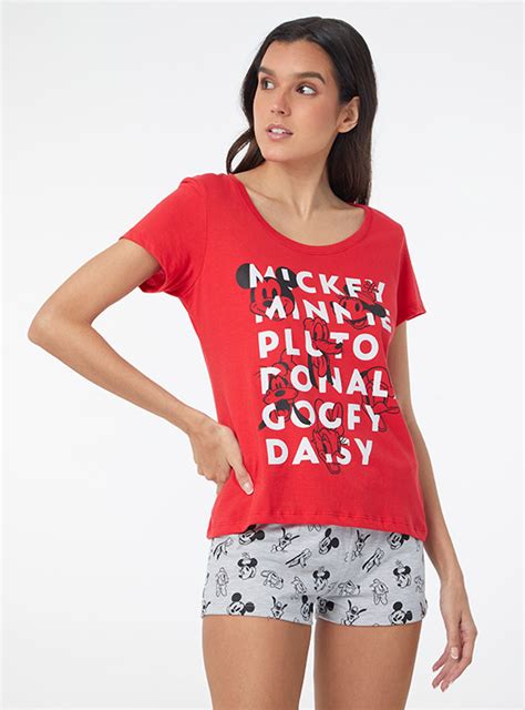 Ripley Pijama Algod N Mujer Disney Rojo Disney Popcd Popcd