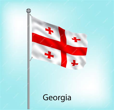 Premium Vector Georgia Waving Flag On Flagpole Vector