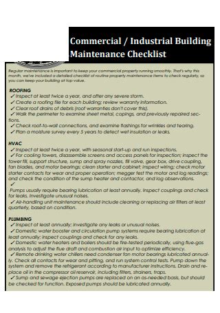 7 SAMPLE Building Maintenance Checklist In PDF