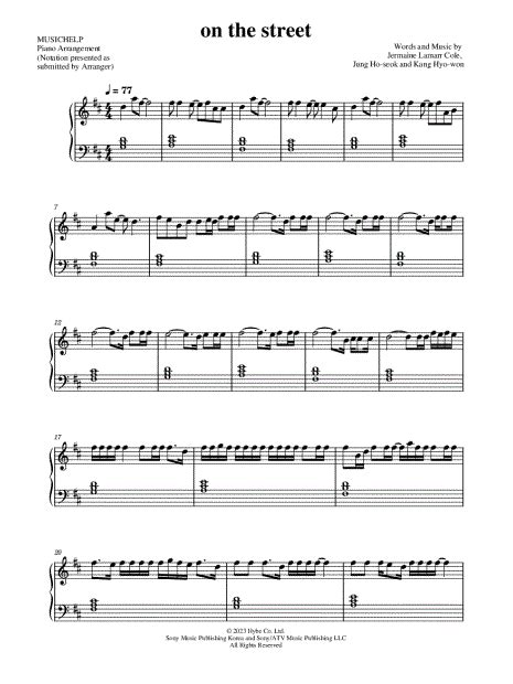 Musichelp On The Street Sheet Music Piano Solo In D Major Download And Print Sku Mn0271564