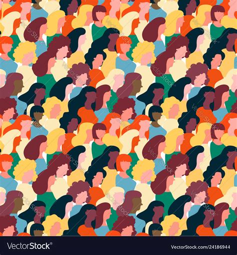 Diverse Woman Crowd Pattern For Womens Day Vector Image