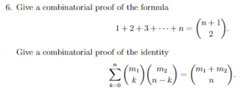 Solved 6 Give A Combinatorial Proof Of The Formula