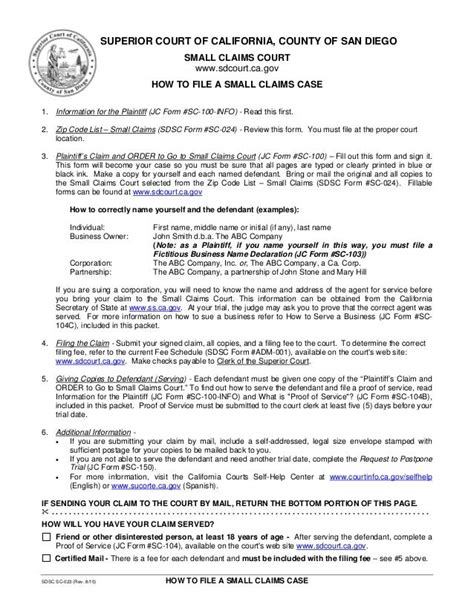 How To File A Small Claims Case In San Diego