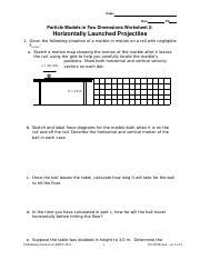 Particle Motion In Two Dimensions Worksheet Horizontally Course Hero