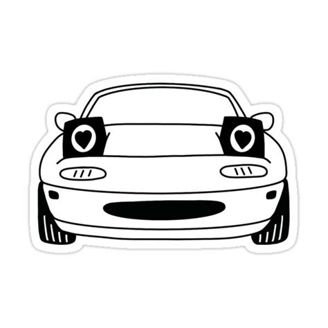 Heart Eyes Miata White Sticker For Sale By Egollnitz Bike Drawing