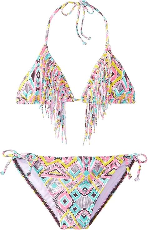 Billabong Big Girls Wild Waves Fringe Bikini Multi 8 Amazon Ca