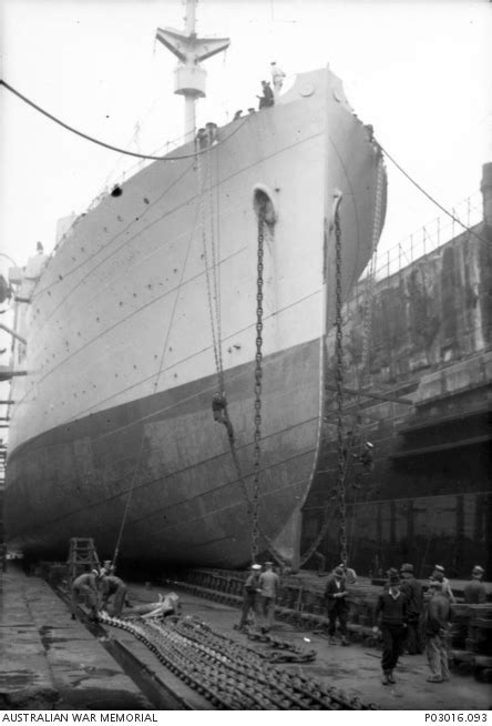 The Armed Merchant Cruiser Amc Hmas Westralia In Dry Dock While