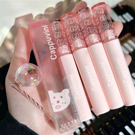 ลิปหมี ลิปกลอส ฉ่ำวาว ติดทนนาน กันน้ำ ลิปสติก Cappuvini Bear Gloss Lip Cp74 Shopee Thailand