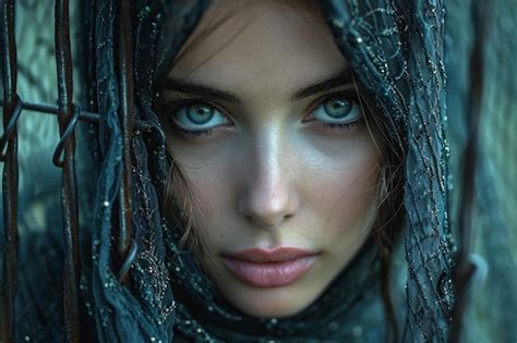 Retrato De Una Mujer Iran Con Grandes Y Hermosos Ojos Azules Octanaje