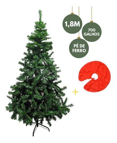 Árvore Natal Pinheiro 1 80m Grande 700 Galhos Saia 75cm MercadoLivre