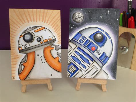 Bb 8 And Artoo A6 Size Marker Cards Hand Drawn And Inked With Copic