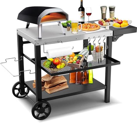 Free Shipping Searglow Three Shelf Movable Outdoor Pizza Oven Table