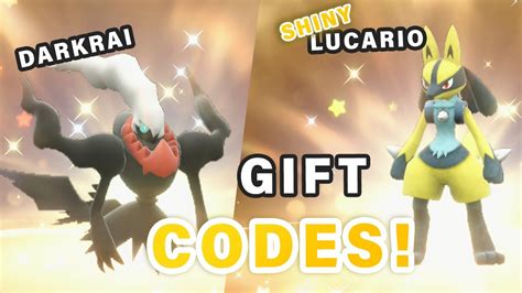 SHINY Lucario MYTHICAL Darkrai Mystery Gift Codes Pokemon Scarlet