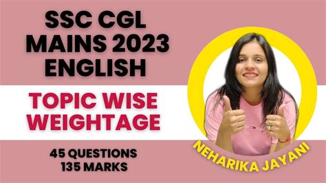 Topicwise Weightage Of English For Ssc Cgl Mains By Neharika