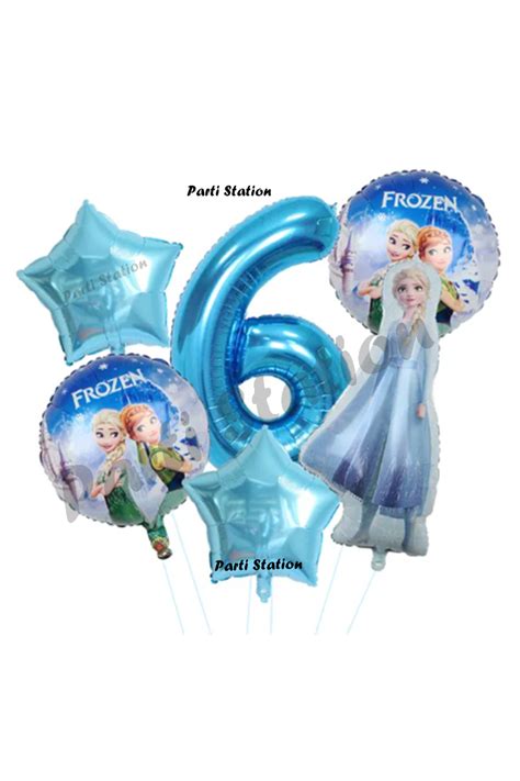 Parti Station Frozen Karlar Ülkesi Elsa Konsept Doğum Günü Balon Set 6