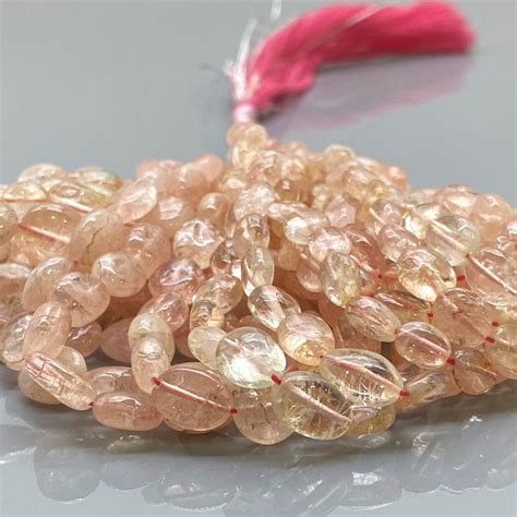 Natural Morganite Smooth Oval Gemstone Beads Strand