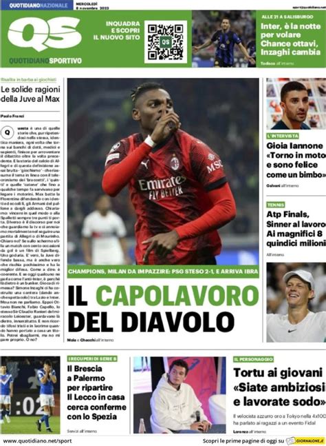 La Prima Pagina Del Qs Quotidiano Sportivo Inter La Notta Per