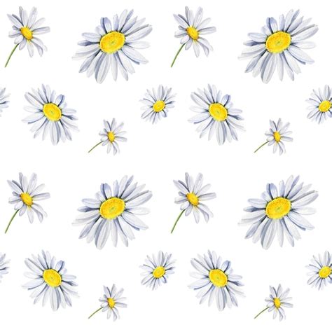 Premium Photo Seamless Pattern With Daisies Wildflowers Watercolor