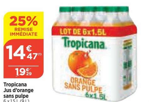 Promo Tropicana Jus D Orange Sans Pulpe Chez Bi