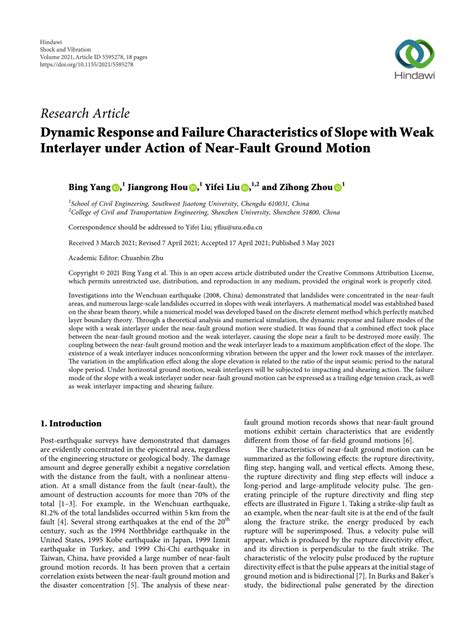 PDF Dynamic Response And Failure Characteristics Of Slope With Weak