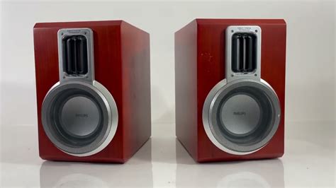 Set Of Philips Speakers Bookshelf Mcd Rosewood Ribbon Tweeter