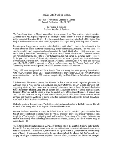 Sermon 160 Chosen For Mission Ssd Sermon May 20 Pdf Isaiah