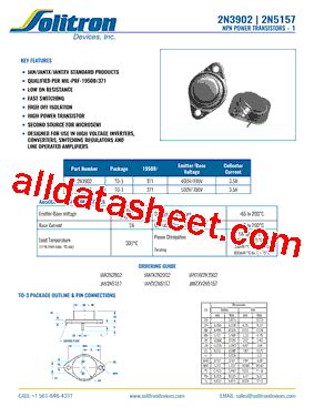 2N3902 Datasheet PDF Solitron Devices Inc