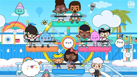 Download A Group Of Cartoon Characters On A Ferris Wheel | Wallpapers.com