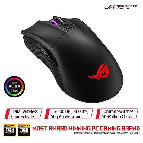 Buy Asus Rog Gladius Ii Wireless Ergonomic Rgb Optical Gaming Mouse With Dual Wireless