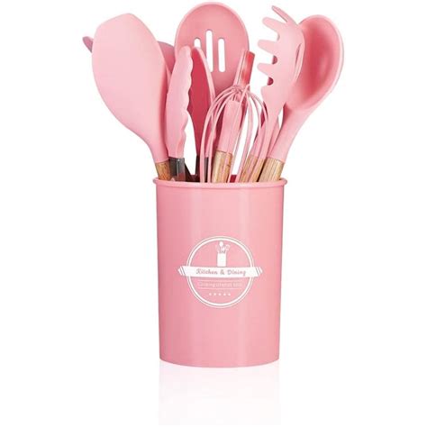 Jogo 10 Colheres De Silicone Cabo Inox Utensílios Cozinha Kit