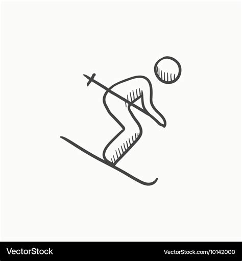 Downhill Skiing Sketch Icon Royalty Free Vector Image