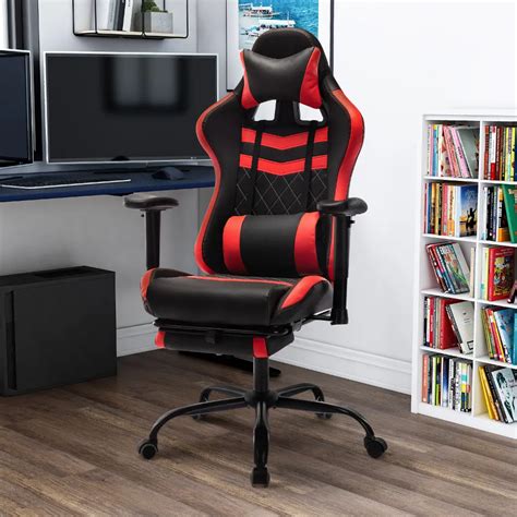 Nosse Faux Leather Red and Black Swivel Gaming Chair | RC Willey