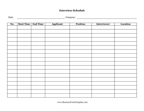 Interview Schedule Template Big Table Fill Out Sign Online And