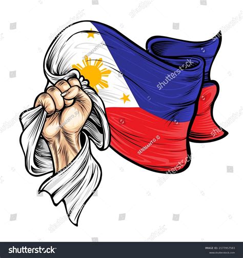 Hand Holding Raising National Flag Philippine Stock Vector Royalty