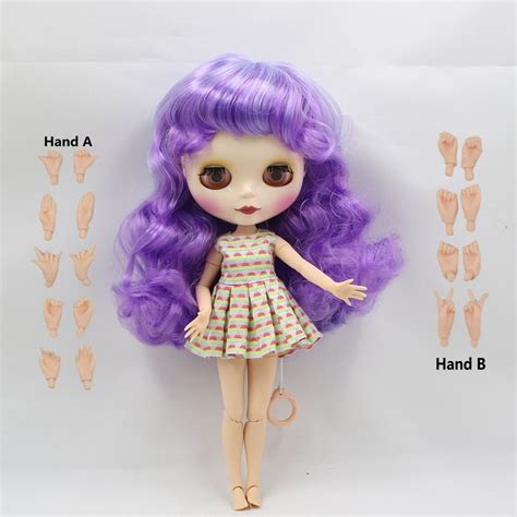 Neo Blythe Doll Purple Blue Hair Jointed Body Blythe Dolls Mint Hair