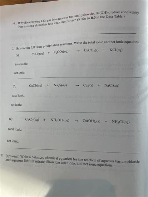 Solved C Net Ionic Equations A Study Assignment 1 Strong Chegg